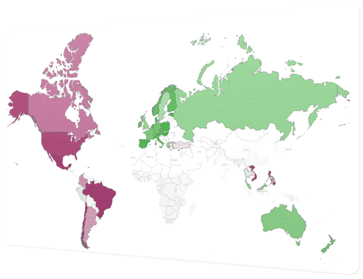Die weltweiten Autorisierungsraten sind sehr unterschiedlich stark und verteilt